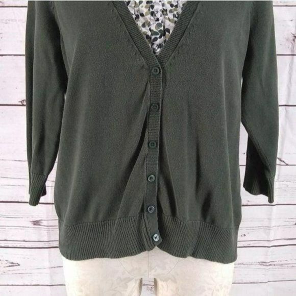 Croft & Barrow Sweater Pullover Shirt Olive‎ Green Quarter Sleeve  Large - Picture 7 of 7